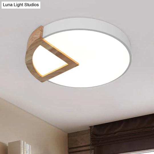 Wood Triangle Nordic Led Ceiling Lamp In 5 Colors (Warm/White) For Kindergarten White / 12 Warm