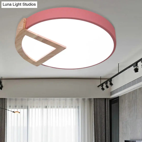 Wood Triangle Nordic Led Ceiling Lamp In 5 Colors (Warm/White) For Kindergarten Pink / 12 White