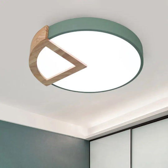 Wood Triangle Nordic Led Ceiling Lamp In 5 Colors (Warm/White) For Kindergarten Green / 12’ White
