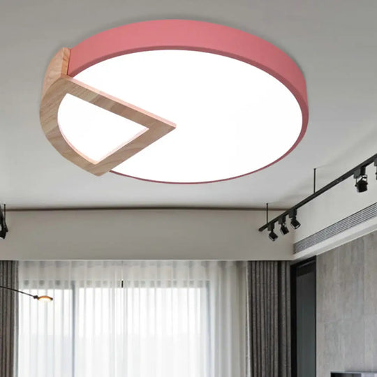 Wood Triangle Nordic Led Ceiling Lamp In 5 Colors (Warm/White) For Kindergarten Pink / 12’ White