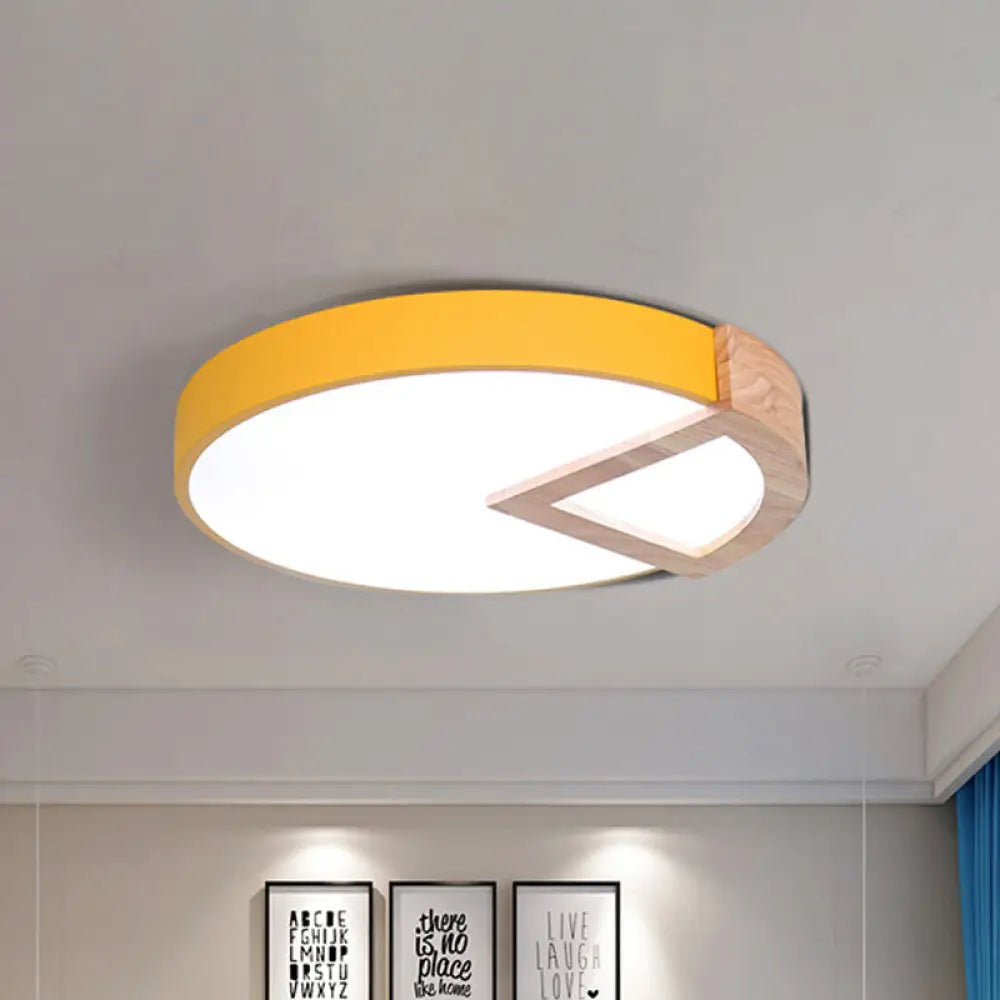 Wood Triangle Nordic Led Ceiling Lamp In 5 Colors (Warm/White) For Kindergarten Yellow / 12’ Warm