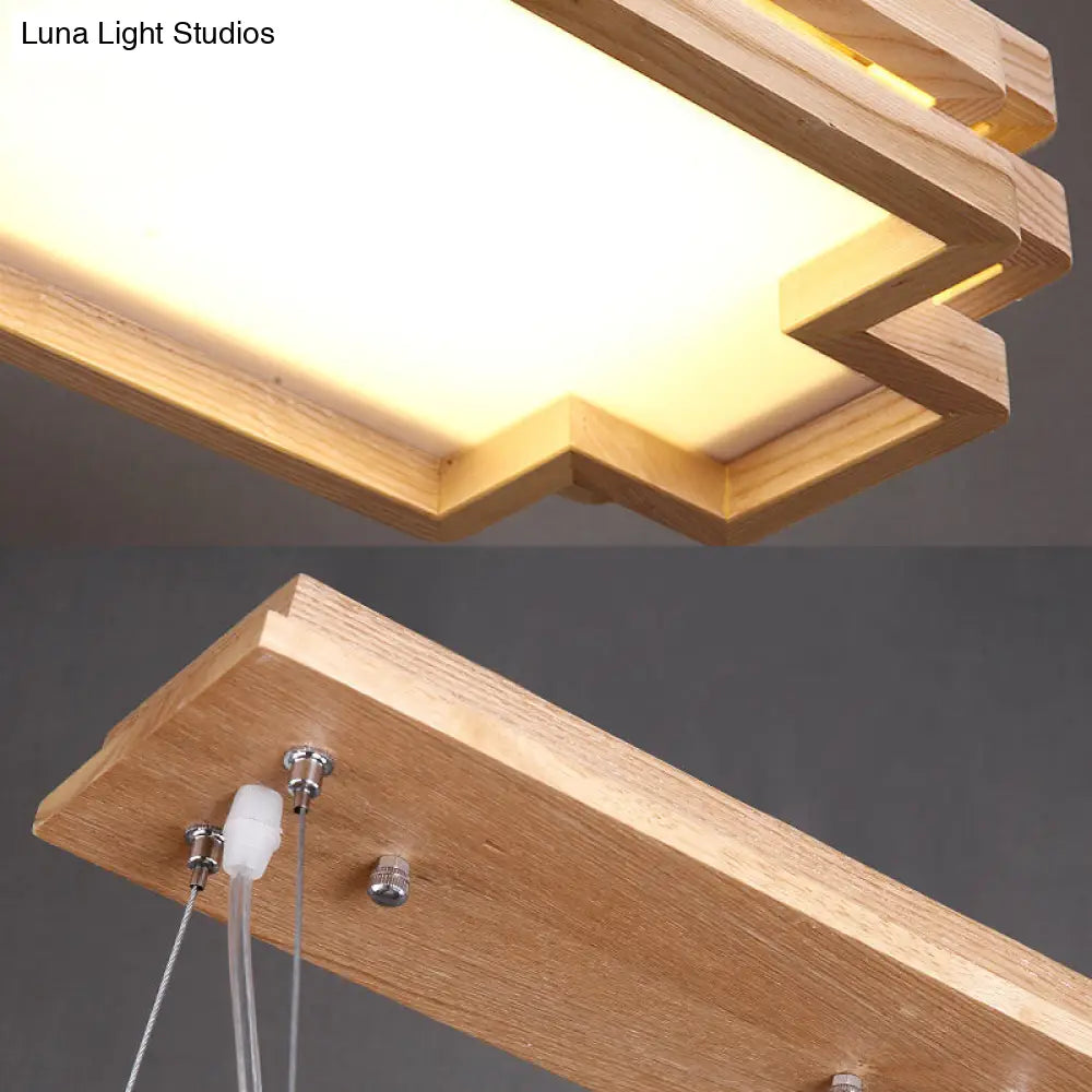 5-Tier Beige Led Pendant Light For Tea Station - Wood Nordic Style