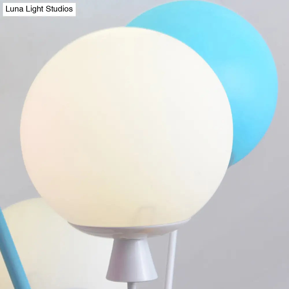 Wooden Balloon Cartoon Chandelier - Colorful 7-Head Pendant Light In Blue For Kids Room