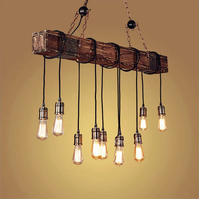 Wooden beam Adjustable Pendant Lights