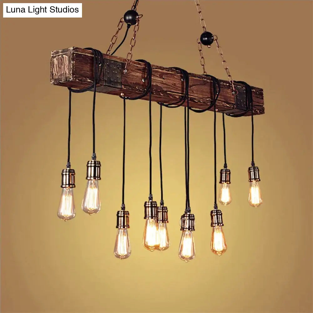 Wooden Beam Adjustable Pendant Lights Light