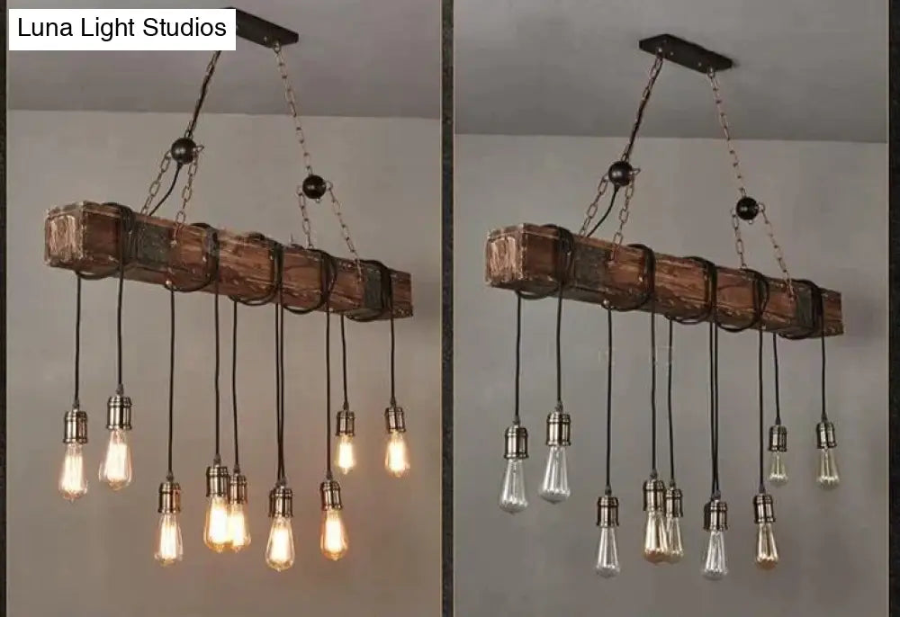 Wooden Beam Adjustable Pendant Lights Light