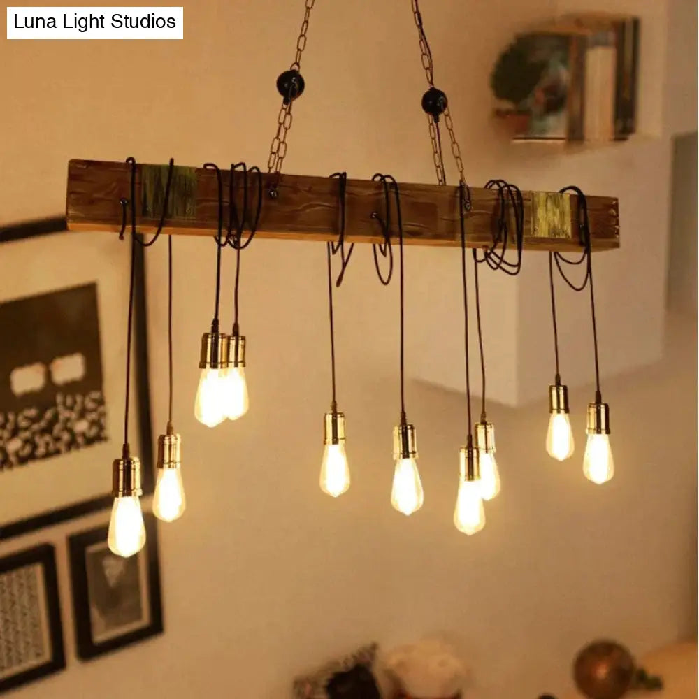 Wooden Beam Adjustable Pendant Lights Light