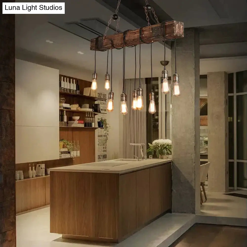 Wooden Beam Adjustable Pendant Lights Light