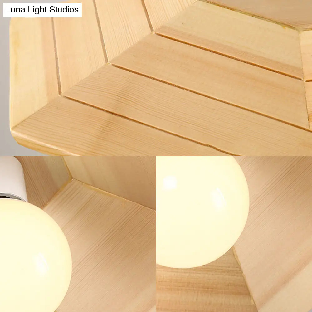 Wooden Conical Ceiling Flush Mount Light In Wood Finish - Simple And Stylish