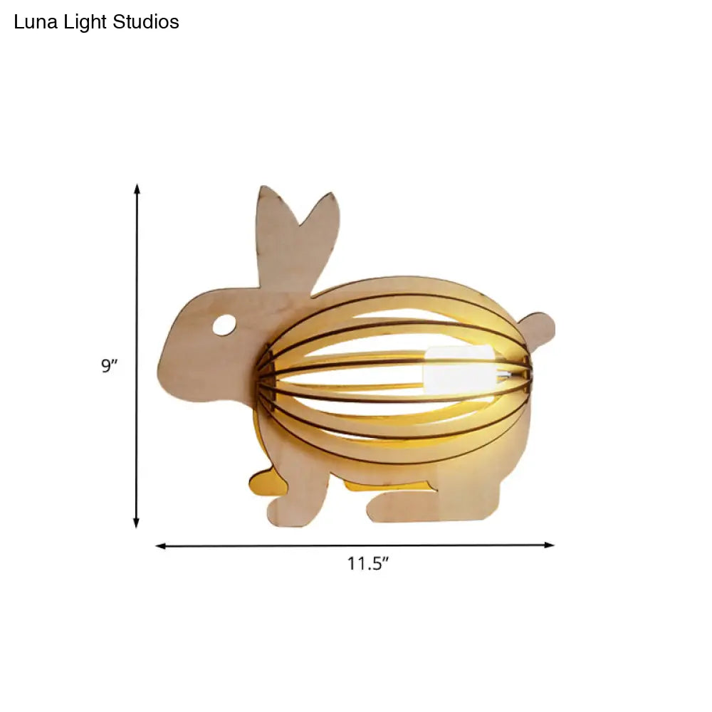 Wooden Kids Night Lamp - Usb Rechargeable Rabbit Led Table Light