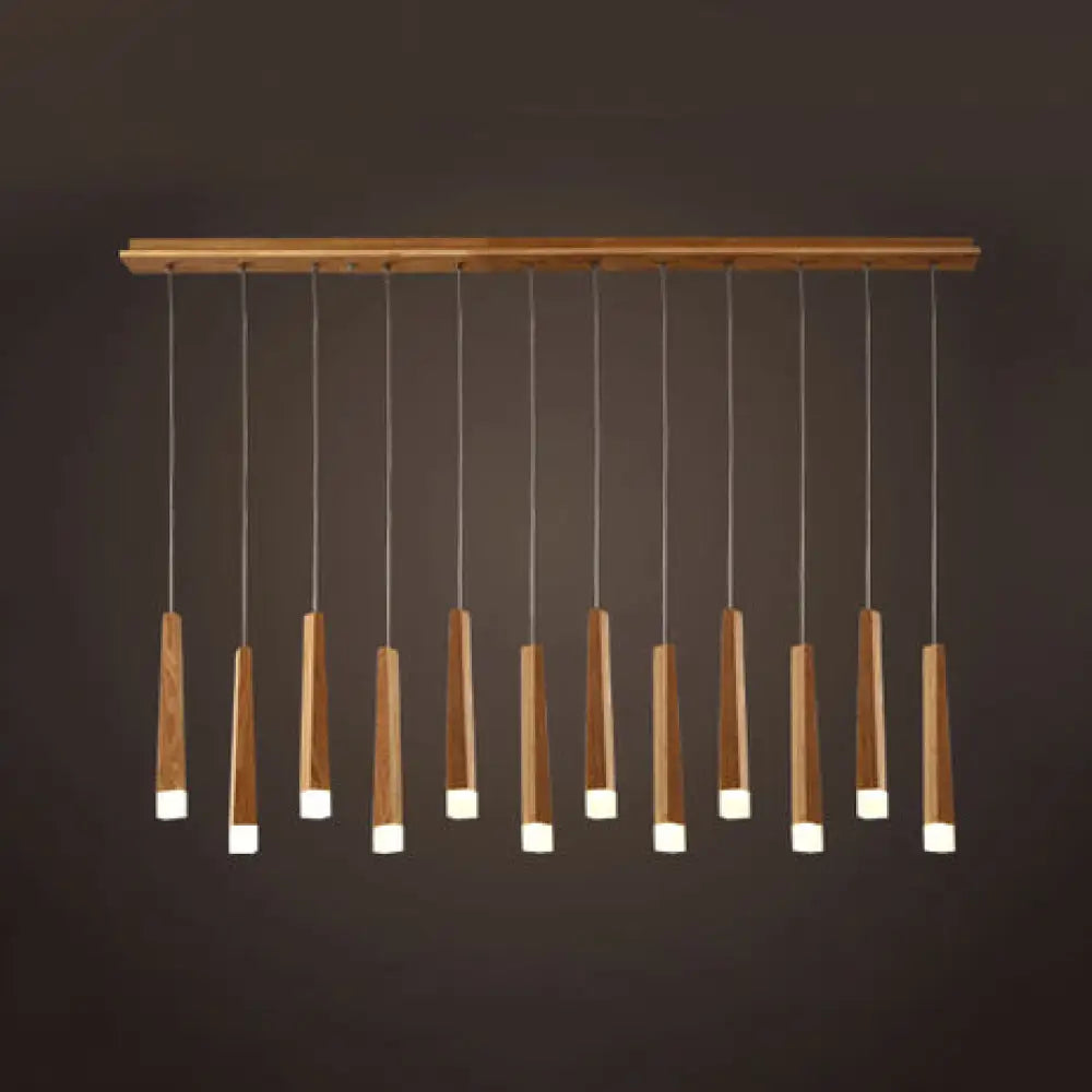 Wooden Led Pendant Light For Dining Room - Matchstick Design With Diffuser Warm/White 1/5/7-Light