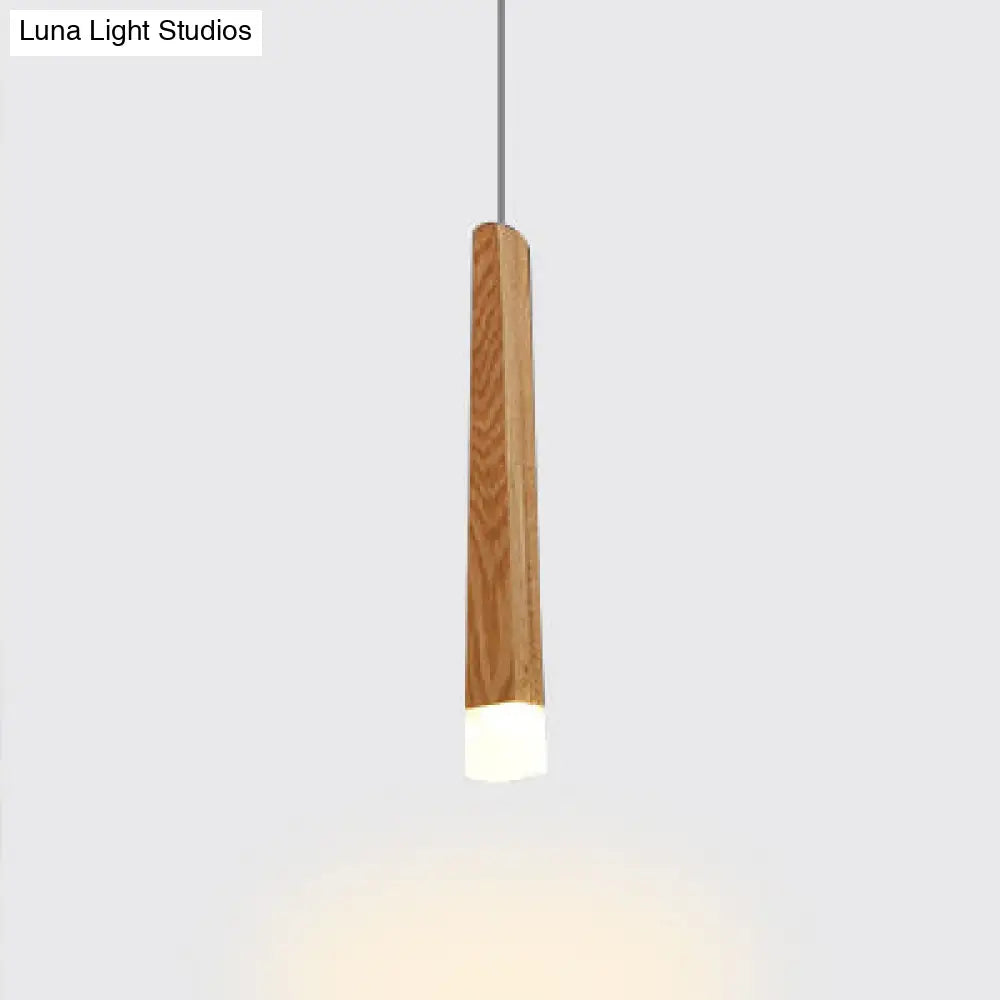 Wooden Led Pendant Light For Dining Room - Matchstick Design With Diffuser Warm/White 1/5/7-Light