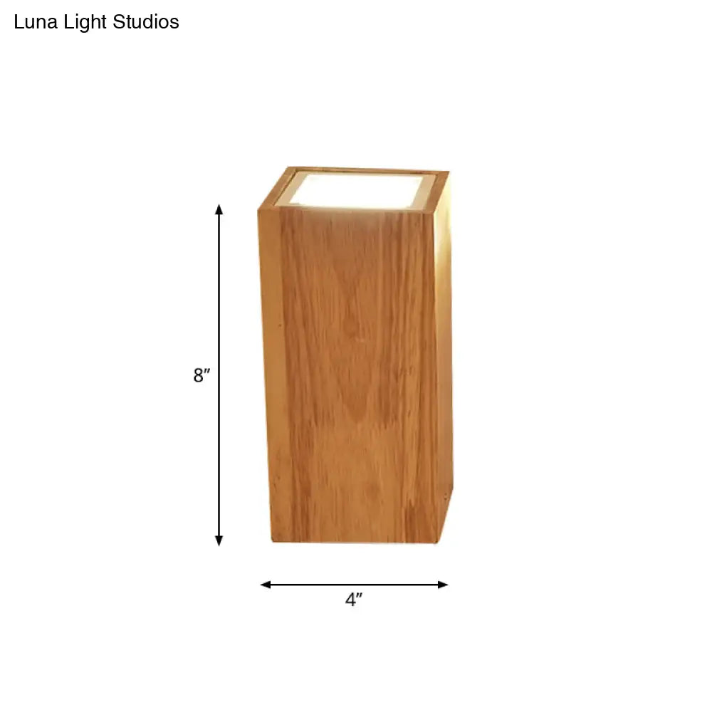 Wooden Mini Corridor Ceiling Lamp Nordic Flush Mount Lighting - Round/Square Led Beige 4/6/8H