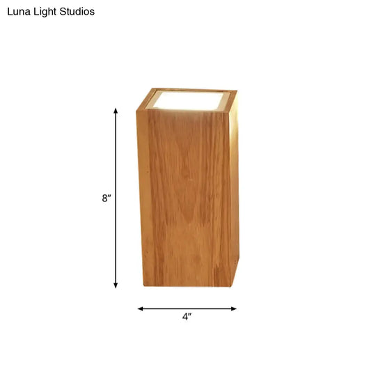 Wooden Mini Corridor Ceiling Lamp Nordic Flush Mount Lighting - Round/Square Led Beige 4/6/8H