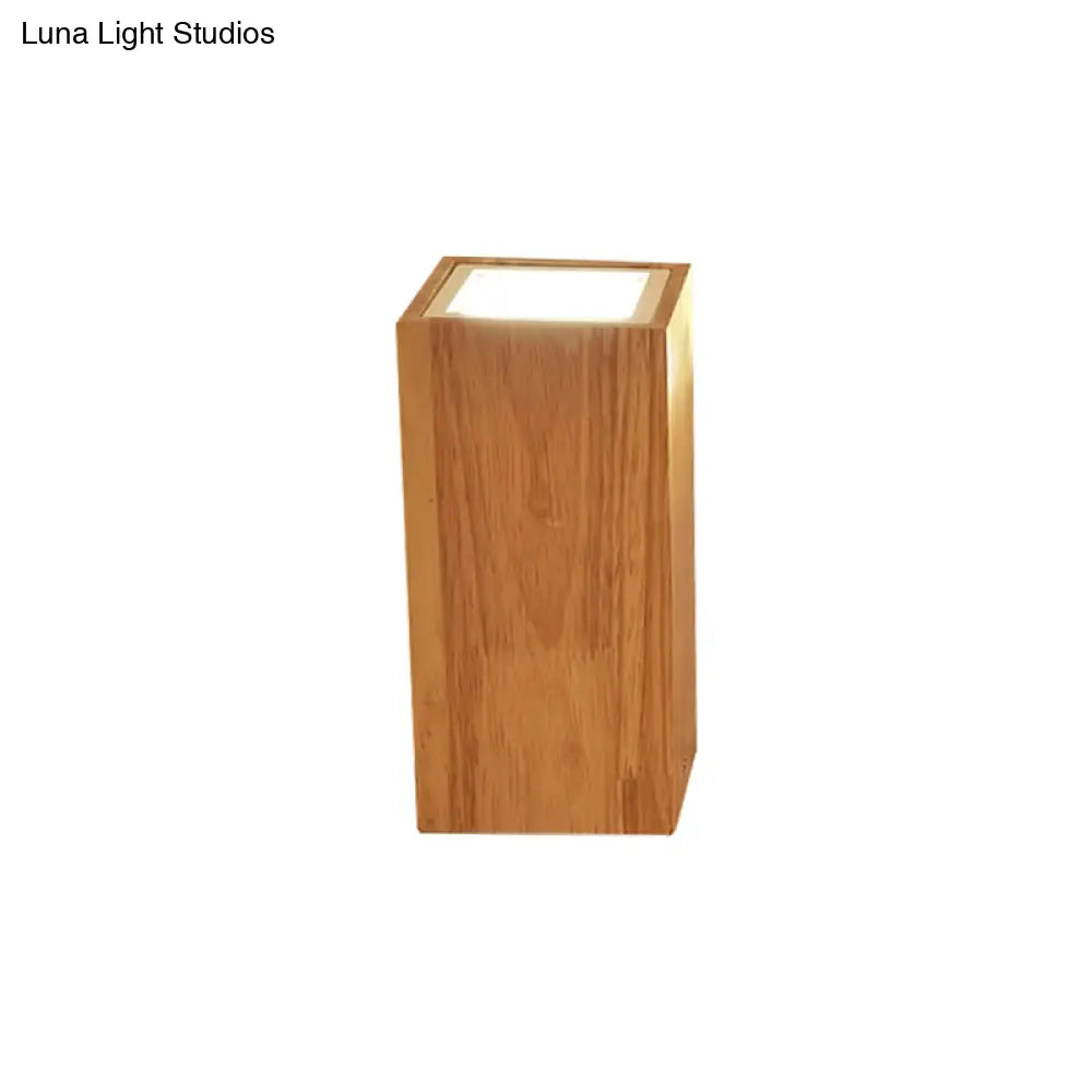 Wooden Mini Corridor Ceiling Lamp Nordic Flush Mount Lighting - Round/Square Led Beige 4’/6’/8’H