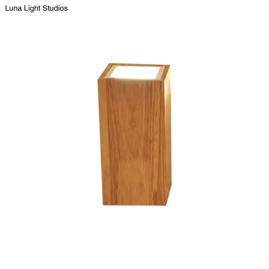 Wooden Mini Corridor Ceiling Lamp Nordic Flush Mount Lighting - Round/Square Led Beige 4’/6’/8’H