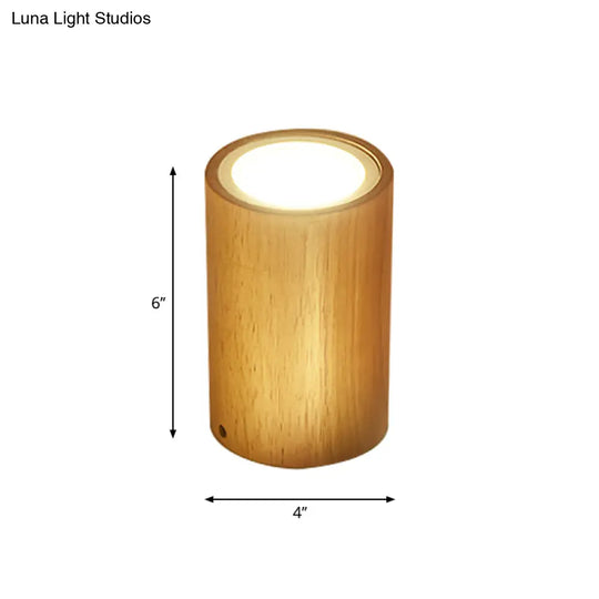 Wooden Mini Corridor Ceiling Lamp Nordic Flush Mount Lighting - Round/Square Led Beige 4’/6’/8’H