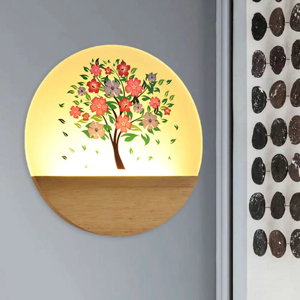 Wooden Nordic Tree Wall Light With Acrylic Led Design - Guest Room Fixture Wood / B