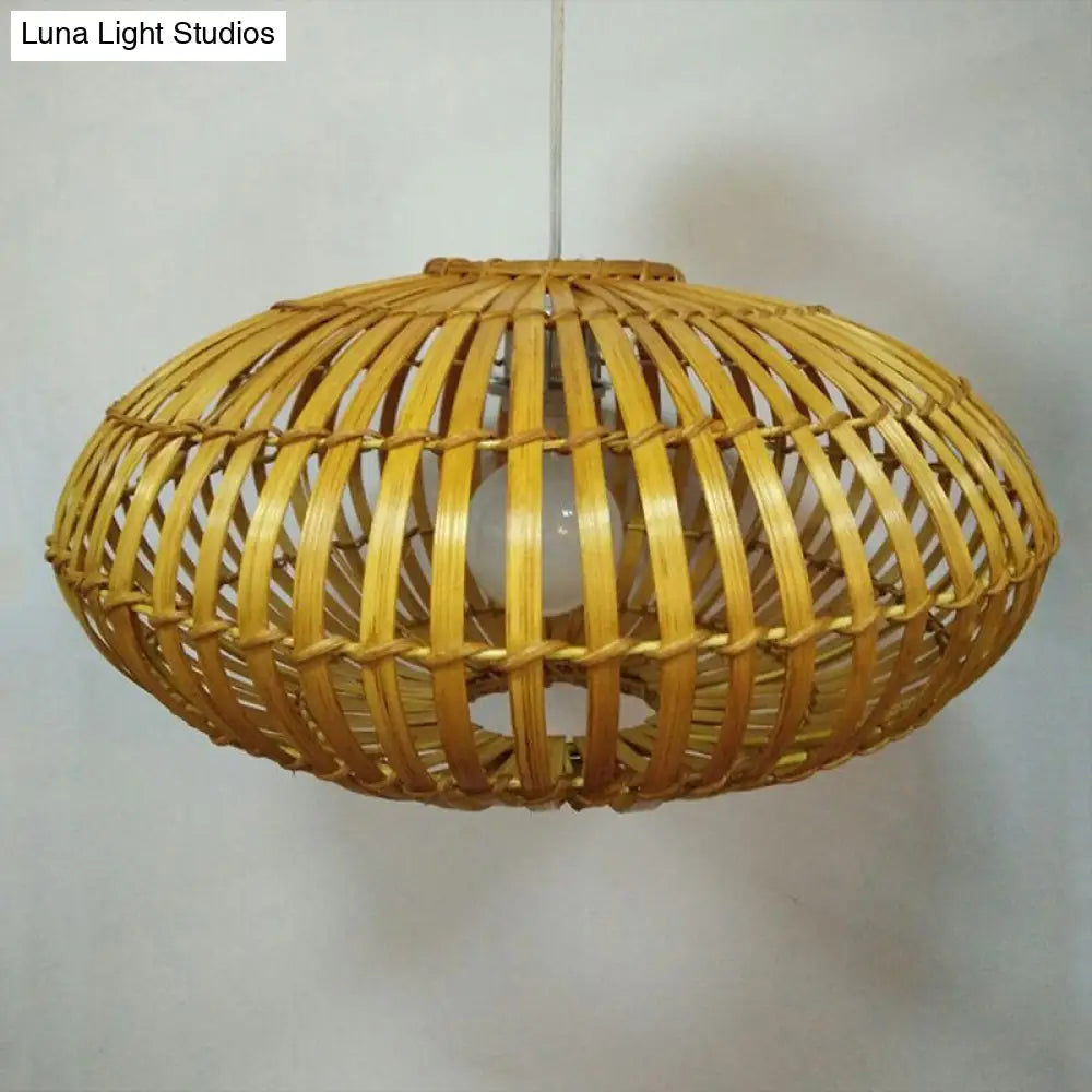 Wooden Restaurant Hanging Light With Bamboo Donut Shade