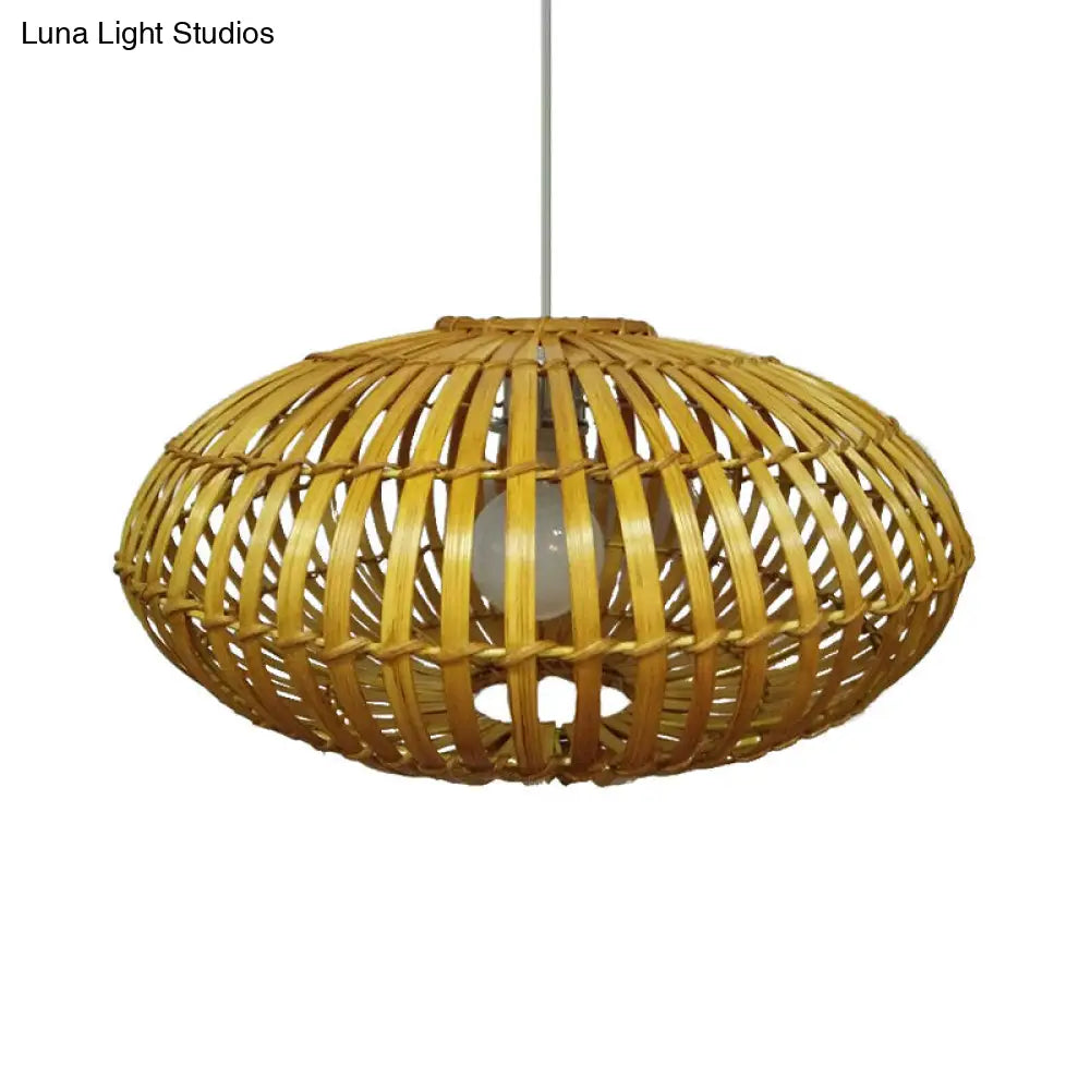 Wooden Restaurant Hanging Light With Bamboo Donut Shade