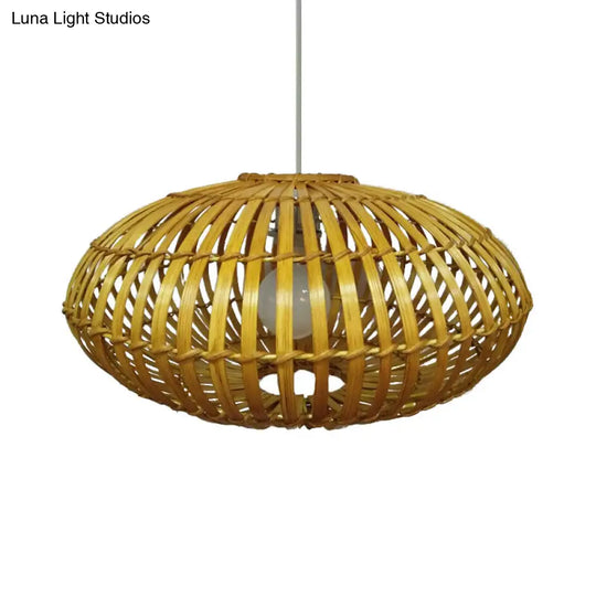 Wooden Restaurant Hanging Light With Bamboo Donut Shade