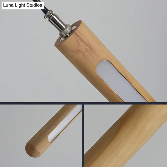 Wooden Simplicity Led Pendulum Light - Stylish Pole-Shaped Bedside Pendant Fixture