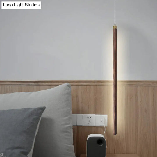 Minimalist Wooden Led Pendant Light - Pole Shaped Bedside Lamp