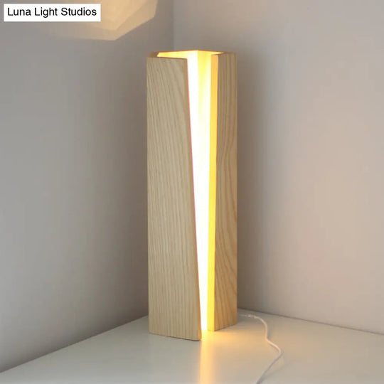 Wooden Table Lamp - Simplicity Design Led Beige Light 5/6 Length Bedroom Nightstand