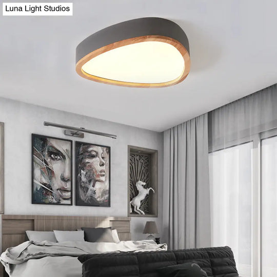 Wooden Teardrop Led Ceiling Light For Boys Bedroom Grey / Warm