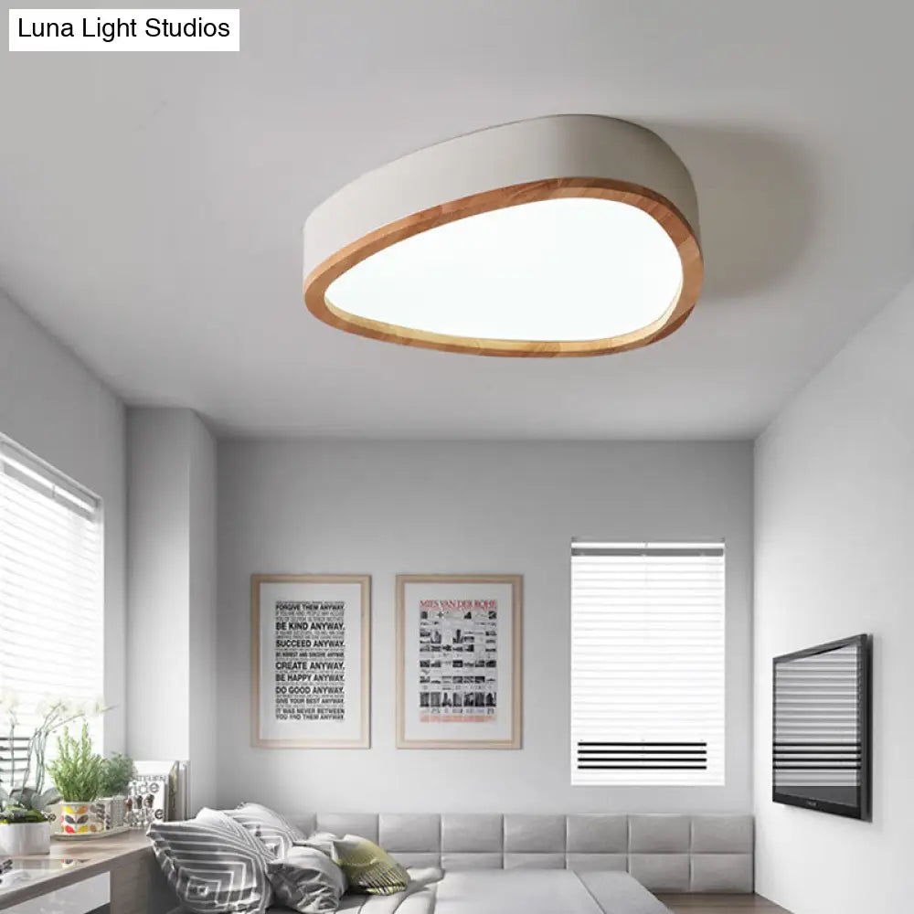 Wooden Teardrop Led Ceiling Light For Boys Bedroom White /