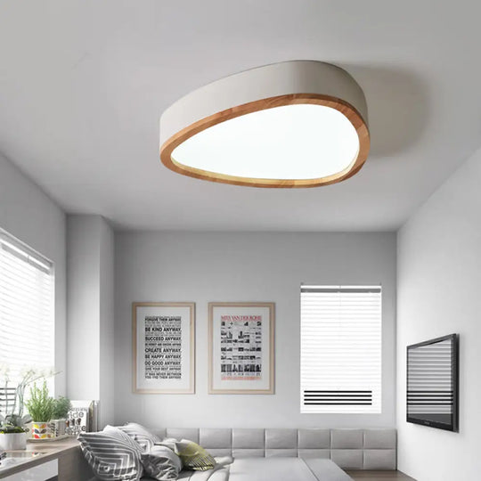 Wooden Teardrop Led Ceiling Light For Boys’ Bedroom White /