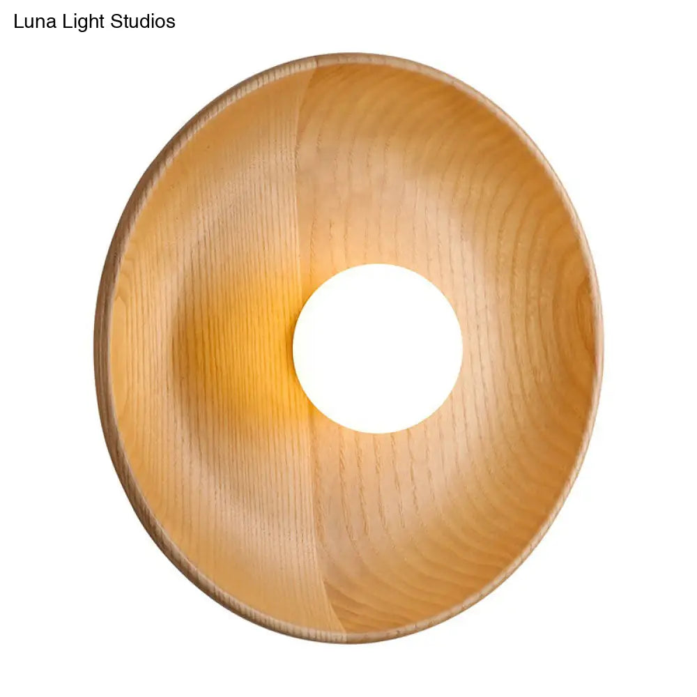 Wooden Tray-Style Wall Sconce - Minimalist 1 Head Light Fixture For Living Room