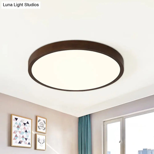 Wooden Wonder: Nordic Round Flush Ceiling Light In Warm/White/Natural With Led Technology -