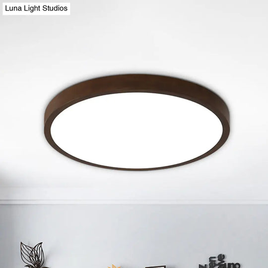 Wooden Wonder: Nordic Round Flush Ceiling Light In Warm/White/Natural With Led Technology -