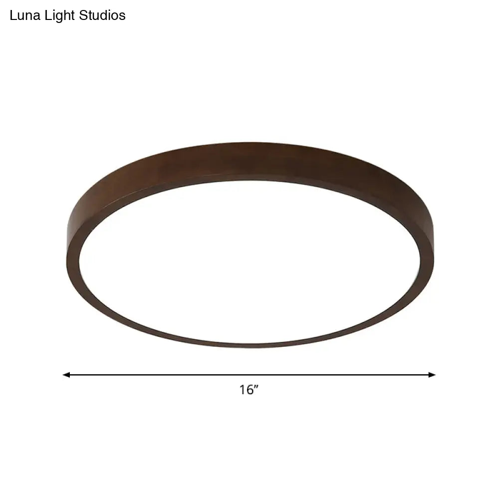 Wooden Wonder: Nordic Round Flush Ceiling Light In Warm/White/Natural With Led Technology -