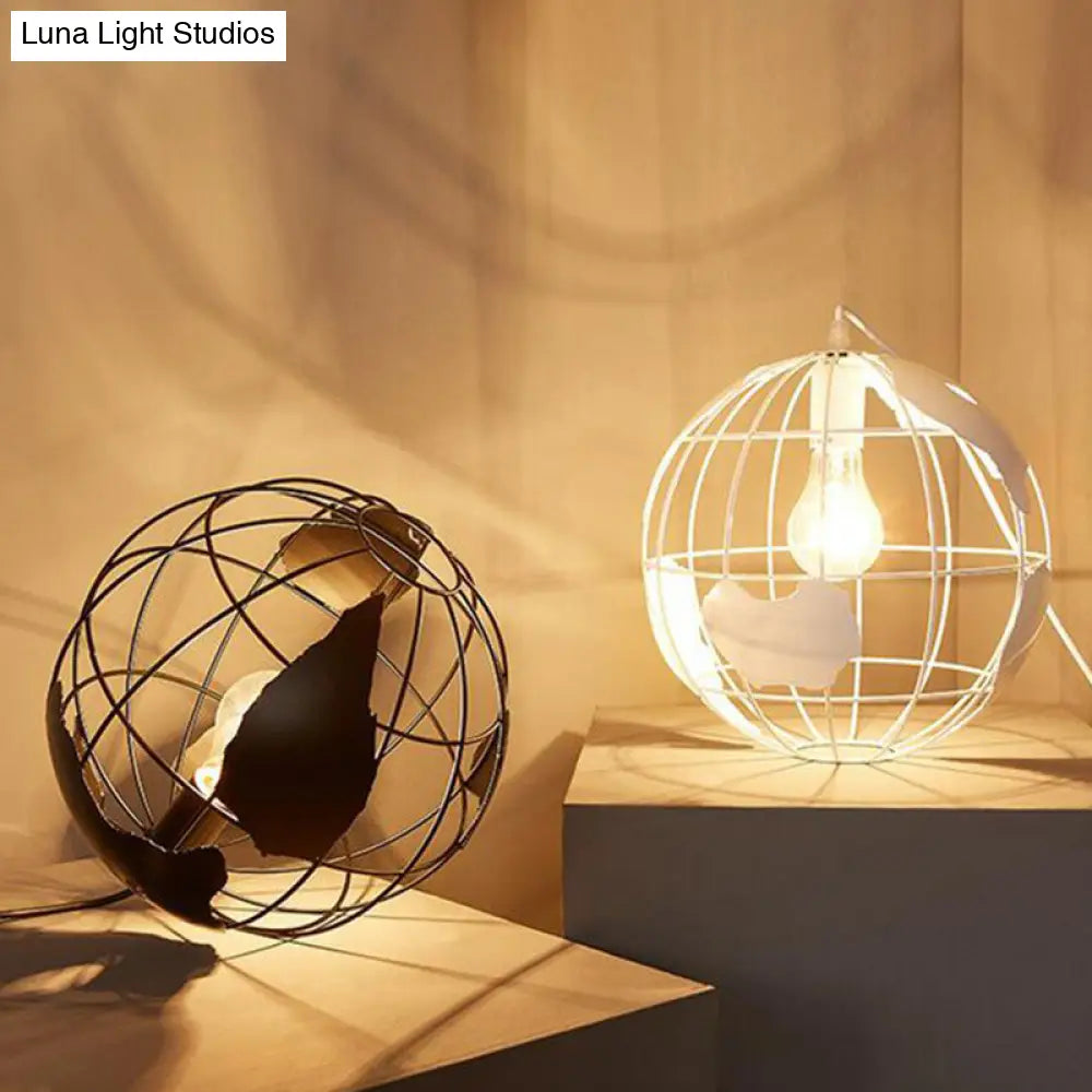 World Globe Pendant Light: Loft Style Single-Bulb Iron Hanging Lamp For Kids Bedroom