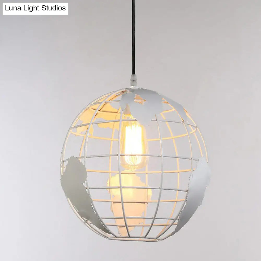 Loft Style Globe Pendant Light Iron Hanging Lamp For Kids Bedroom