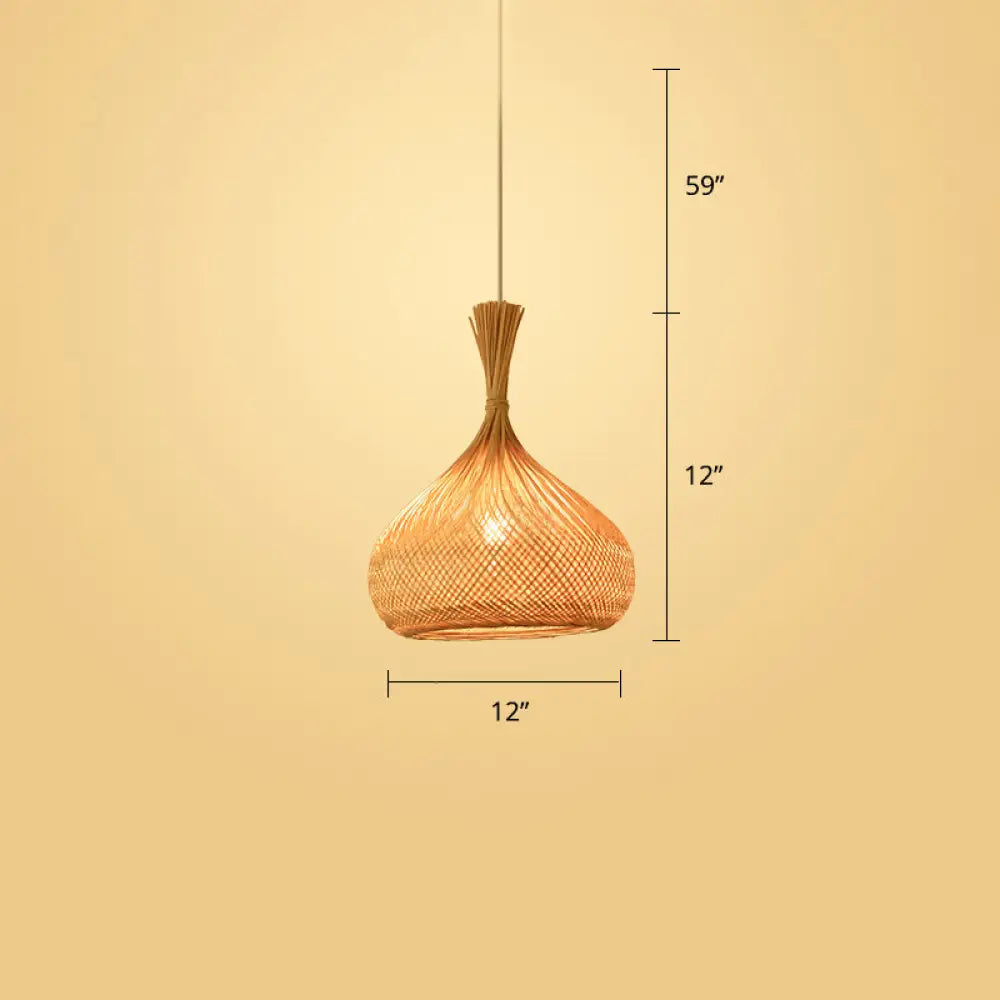 Woven Bamboo Pendant Light - Modern Single Wood Hanging Ceiling Fixture For Restaurants / E