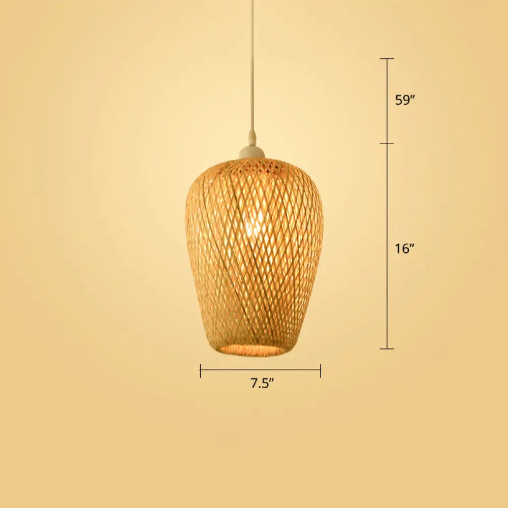 Woven Bamboo Pendant Light - Modern Single Wood Hanging Ceiling Fixture For Restaurants / I