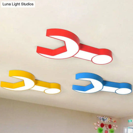Wrench Shape Ceiling Mount Light: Charming Acrylic Fixture For Kindergarten Bedroom