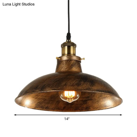 Wrought Iron Dome Industrial Ceiling Fixture Pendant Lighting - 12’/14’ Diameter 1 Light