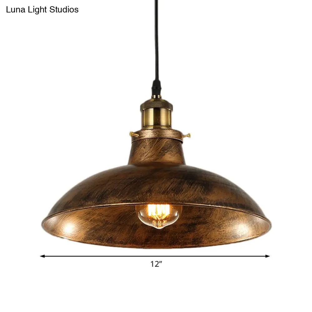 Wrought Iron Dome Industrial Ceiling Fixture Pendant Lighting - 12’/14’ Diameter 1 Light