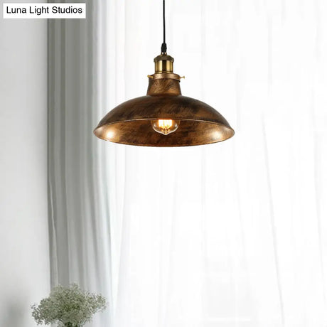 Wrought Iron Dome Industrial Ceiling Fixture Pendant Lighting - 12’/14’ Diameter 1 Light