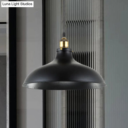 Wrought Iron Dome Industrial Ceiling Fixture Pendant Lighting - 12’/14’ Diameter 1 Light