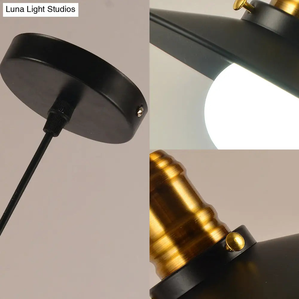 Wrought Iron Industrial Pendant Light - 8.5’/10’ Saucer Shape Black 1-Light For Living Room