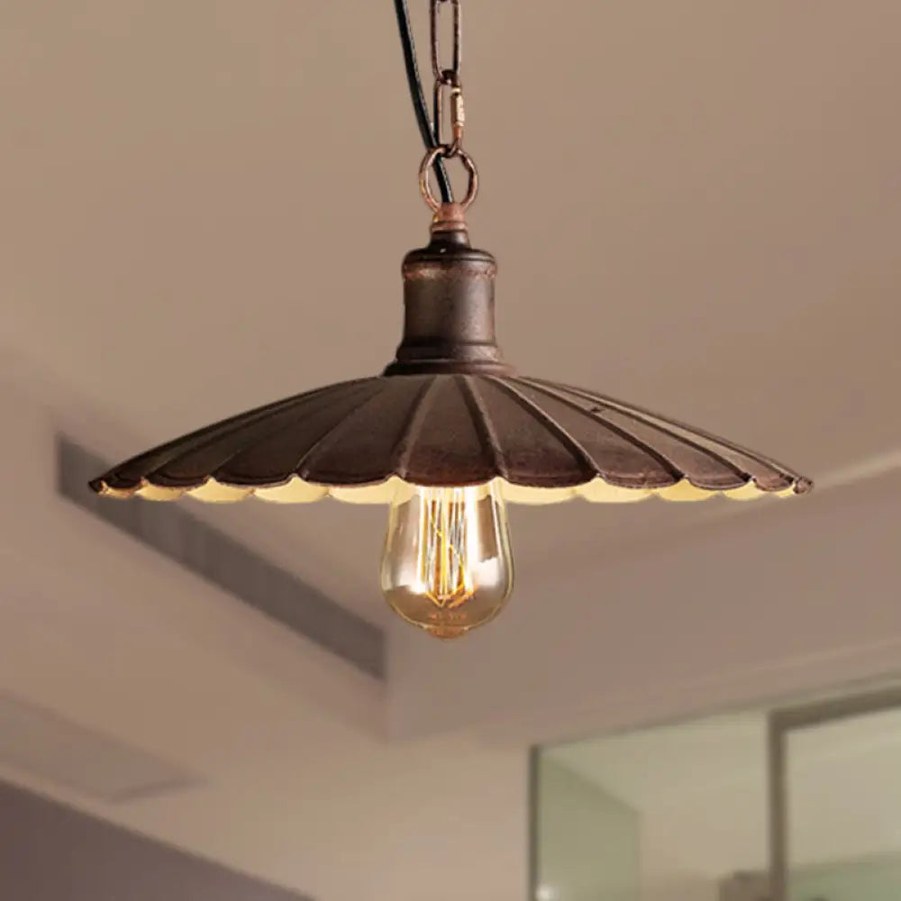 Wrought Iron Rust Suspension Light - Antique Style Pendant Ceiling For Restaurant 1
