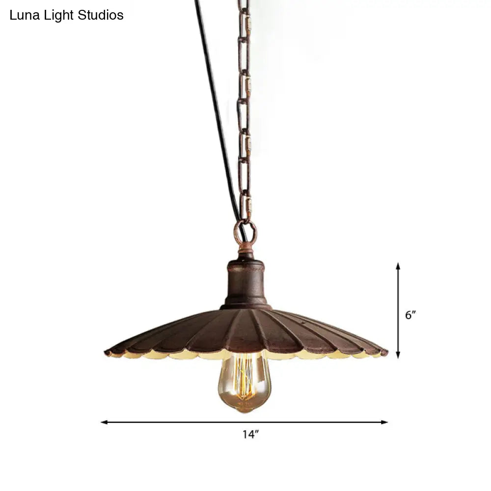 Wrought Iron Rust Suspension Light - Antique Style Pendant Ceiling For Restaurant 1 10’/12’/14’ Dia