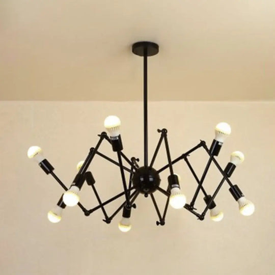 Wrought Iron Spider Chandelier - Retro Industrial Pendant Light For Coffee Shops And Workshops 12 /