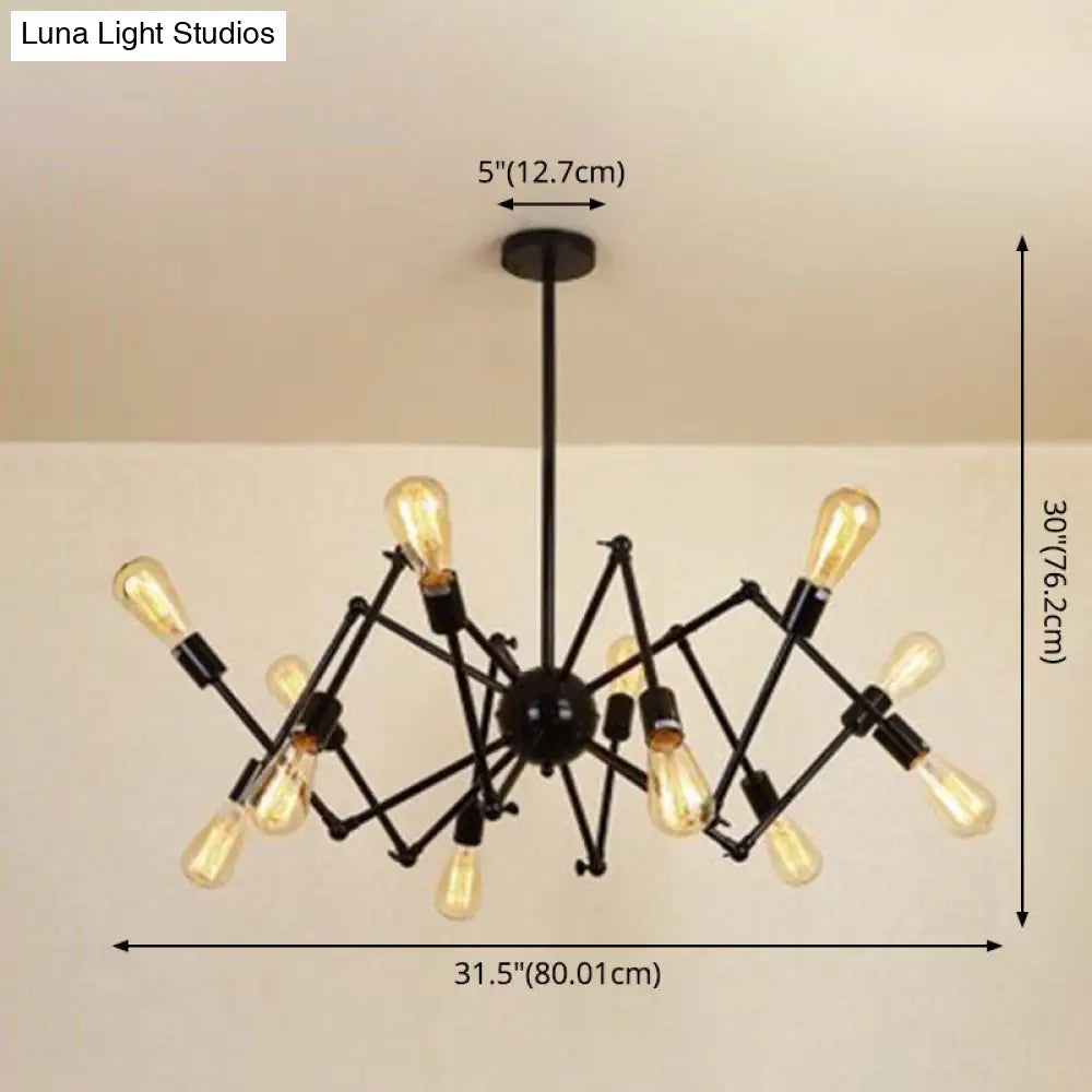 Spider-Shaped Wrought Iron Chandelier Retro Industrial Pendant Light For Coffee Shops And Workshops