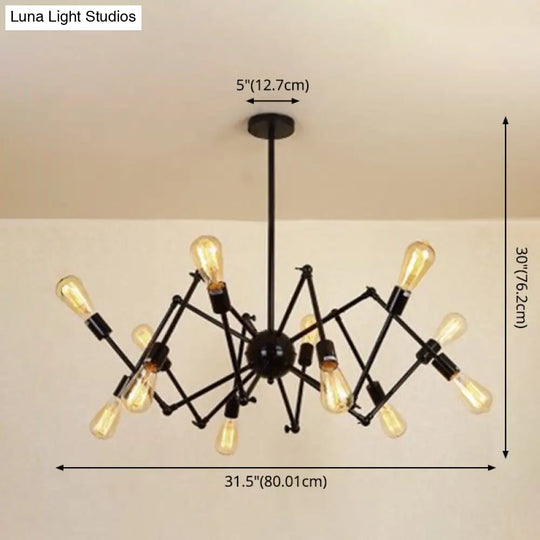 Spider-Shaped Wrought Iron Chandelier Retro Industrial Pendant Light For Coffee Shops And Workshops